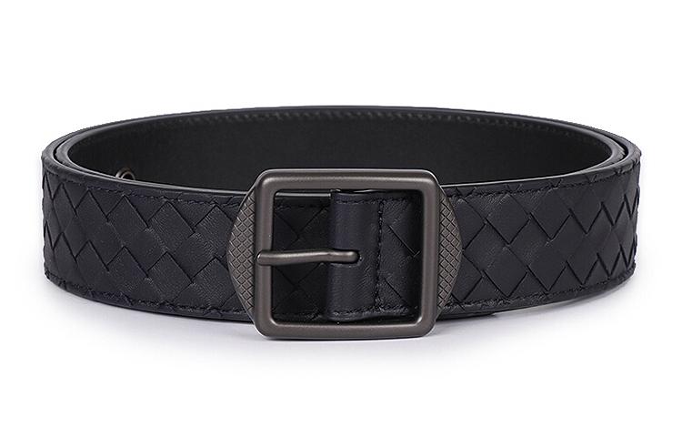 Bottega Veneta Bottega Veneta Lambskin Leather Belts Men's Black Width 3.5cm