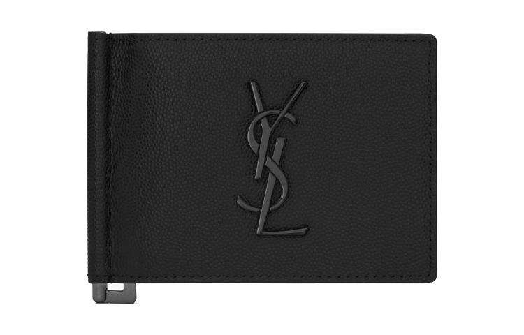 Saint Laurent Saint Laurent Monogram Grain Texture Embossed Leather Document Wallet Men's Black