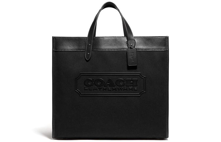 Coach Coach Field Leather Tote Bag Shopping Bag Shoulder Bag Crossbody Bag Handbag Large Size Men's Pure Black