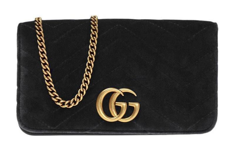 Gucci Gucci GG Marmont Velvet Shoulder Bag Crossbody Bag Mini Women's Black