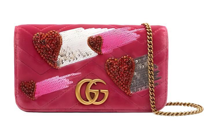 Gucci Gucci Marmont Velvet Shoulder Bag Crossbody Bag Mini Women's Pink