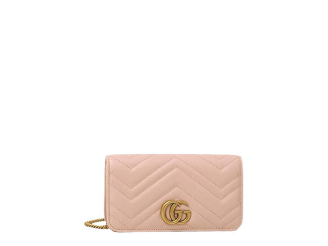 Gucci Gucci GG Marmont Mini Shoulder Clutch Bag In Light Pink Leather With Gold Hardware - view 1