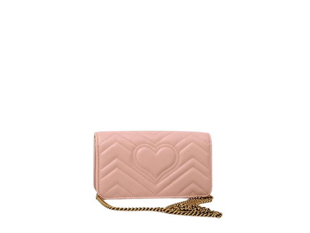 Gucci Gucci GG Marmont Mini Shoulder Clutch Bag In Light Pink Leather With Gold Hardware - view 2