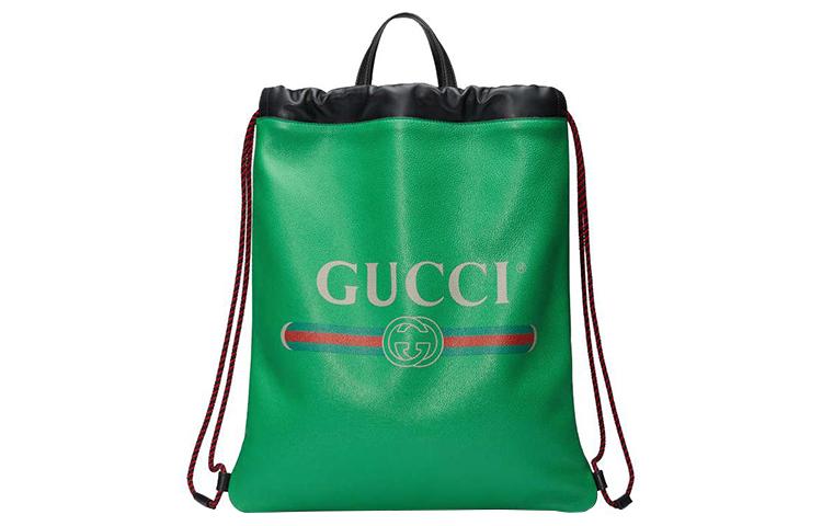 Gucci Gucci Leather Drawstring Backpack Women's Green