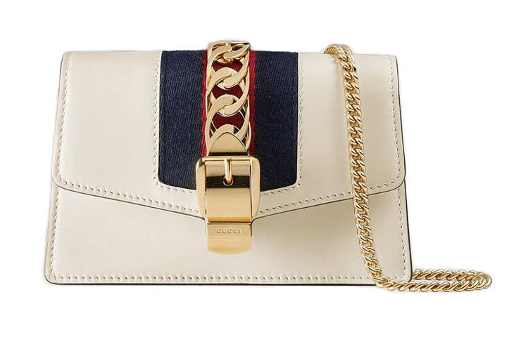 Gucci Gucci Sylvie Leather Small Square Bag Crossbody Bag Shoulder Bag Women's White