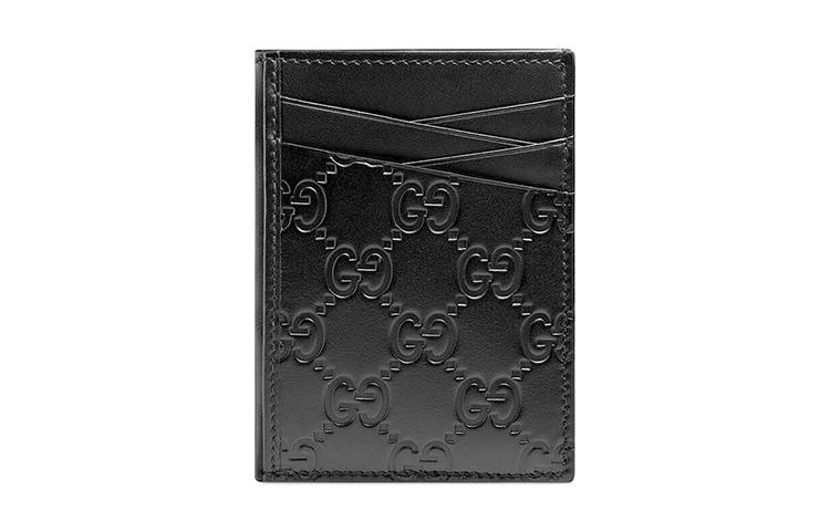 Gucci Gucci Leather Card Clip Card Holder Unisex Black