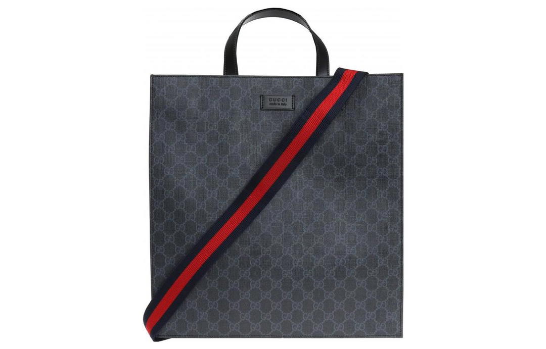 Gucci Gucci Canvas With Leather Tote Bag Shopping Bag Shoulder Bag Crossbody Bag Handbag Men's Black Gray Color