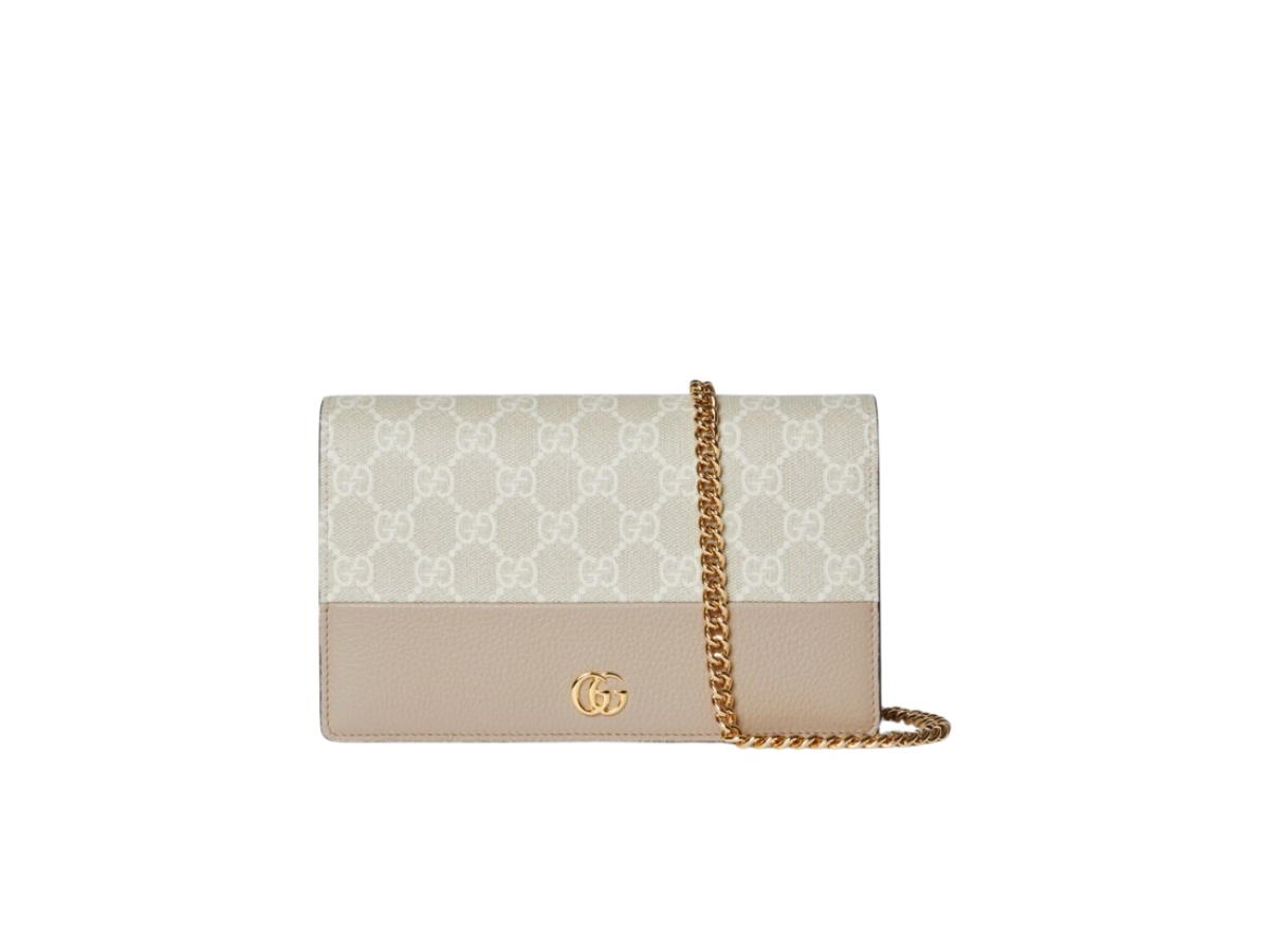 Gucci Gucci GG Marmont Wallet On Chain Beige White