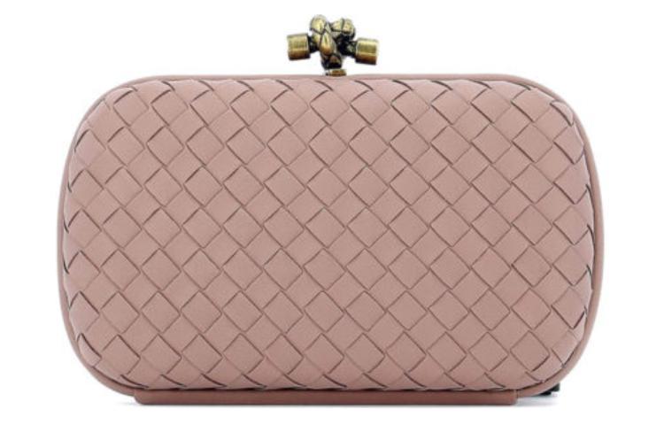 Bottega Veneta Bottega Veneta Lambskin One Shoulder Crossbody Clutches Women's Pink