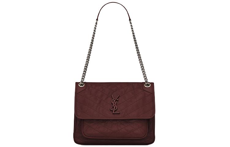 Saint Laurent Saint Laurent Cow Leather Hobo Bag Shoulder Bag Crossbody Bag Medium Size Women's Burgundy