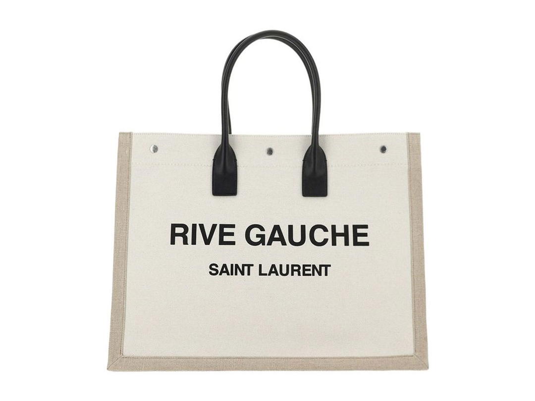 Saint Laurent Saint Laurent Canvas Tote Bagecru Calf Cotton 50 Linen 50
