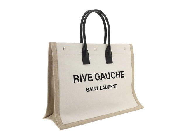 Saint Laurent Saint Laurent Canvas Tote Bagecru Calf Cotton 50 Linen 50 - view 3