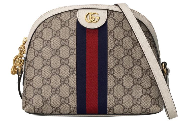 Gucci Gucci Ophidia Canvas With Leather Dome Bag Shoulder Bag Crossbody Bag Small Size Women's Ebony White