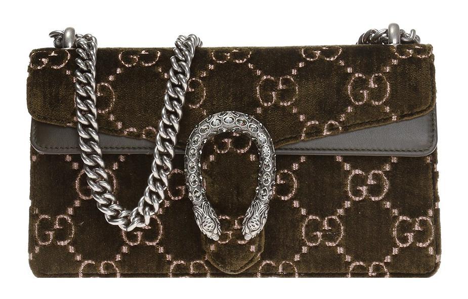Gucci Gucci Dionysus Velvet With Leather Shoulder Bag Crossbody Bag Small Size Women's Olive Green