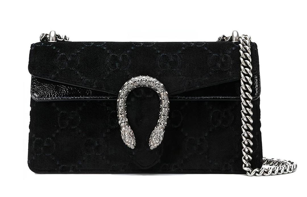 Gucci Gucci Dionysus Velour Shoulder Bag Crossbody Bag Small Size Women's Black
