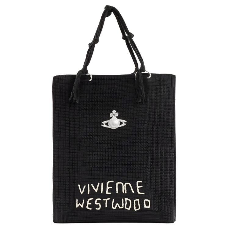 Vivienne Westwood Vivienne Westwood Cotton Tote Bag Shopping Bag Shoulder Bag Handbag Large Size Unisex Black
