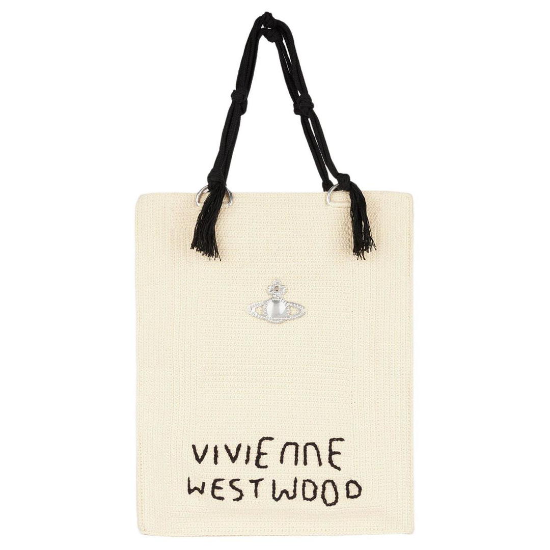 Vivienne Westwood Vivienne Westwood Mabel Cotton Tote Bag, Shopping Bag, Handbag Large Size Women's White
