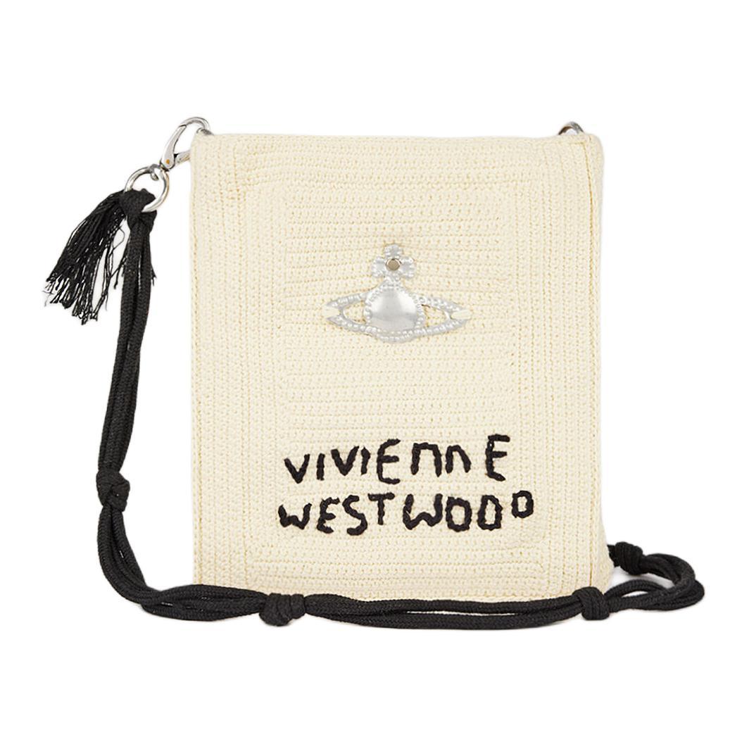 Vivienne Westwood Vivienne Westwood Organic Cotton Flower Shoulder Bag, Crossbody Bag Small Size Men's Ivory