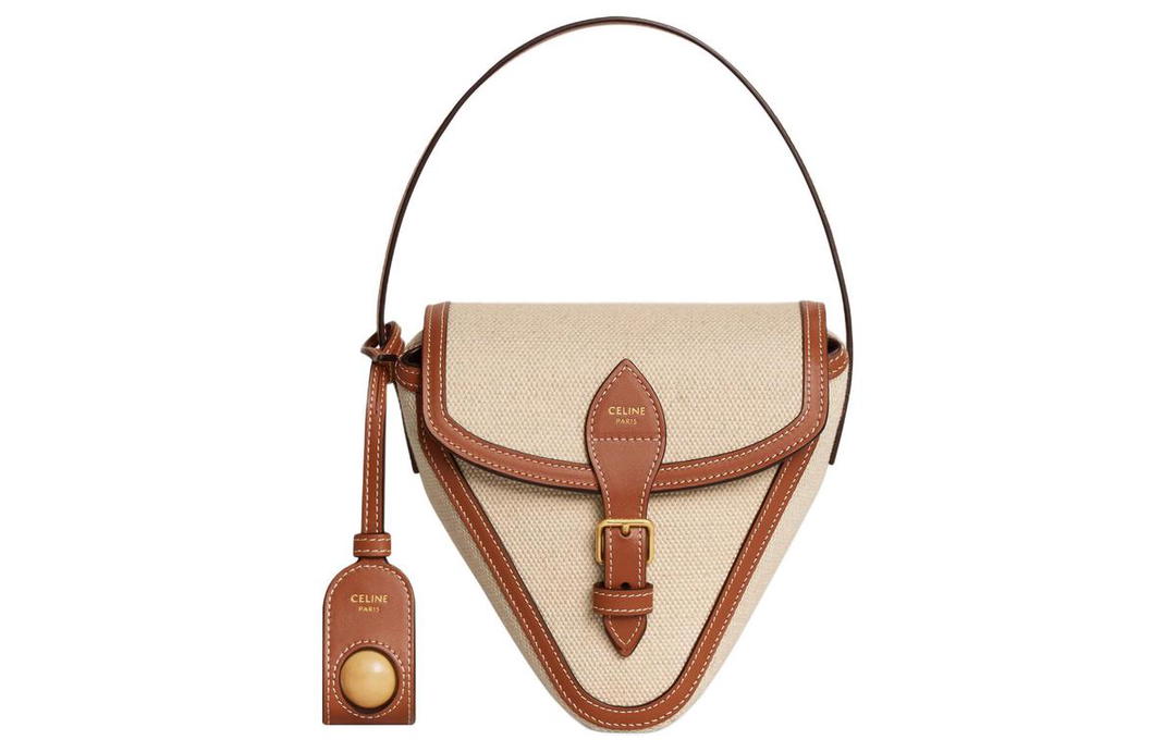 Celine Celine Calfskin Triangle Bag Handbags Men's Natural & Brown Umber