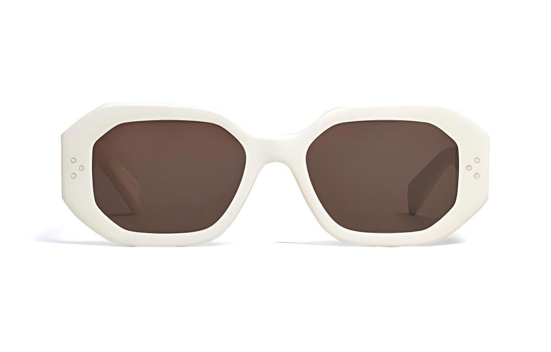 Celine Celine Acetate Irregular Shape Sunglasses Women's White