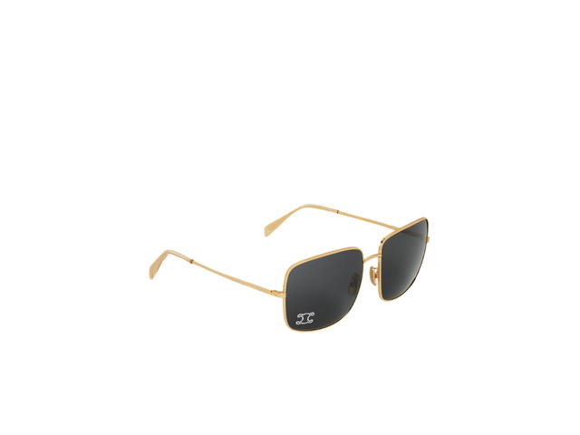 Celine Celine Triomphe Rhinestone 01 Sunglasses In Metal With Crystals Gold Smoke - view 4
