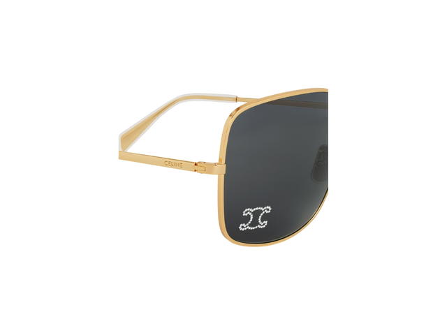 Celine Celine Triomphe Rhinestone 01 Sunglasses In Metal With Crystals Gold Smoke - view 5