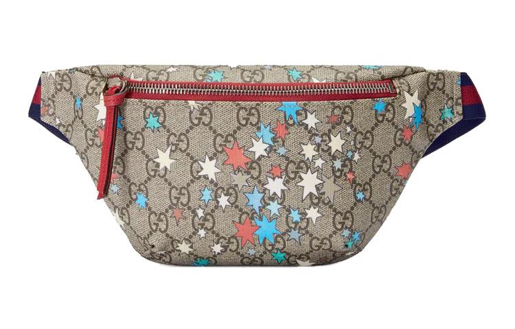 Gucci Gucci Canvas With Leather Fanny Pack Sling Bag Shoulder Bag Crossbody Bag Kids' Ebony/Red/Multicolor