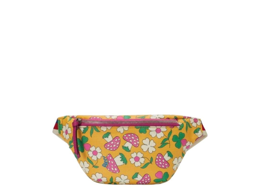 Gucci Gucci Children's Belt Bag Mushroom Printed Coated Canvas Yellow
