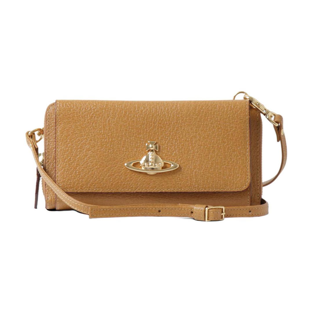 Vivienne Westwood Vivienne Westwood Cow Leather Shoulder Bag Crossbody Bag Wallet Women's Camel