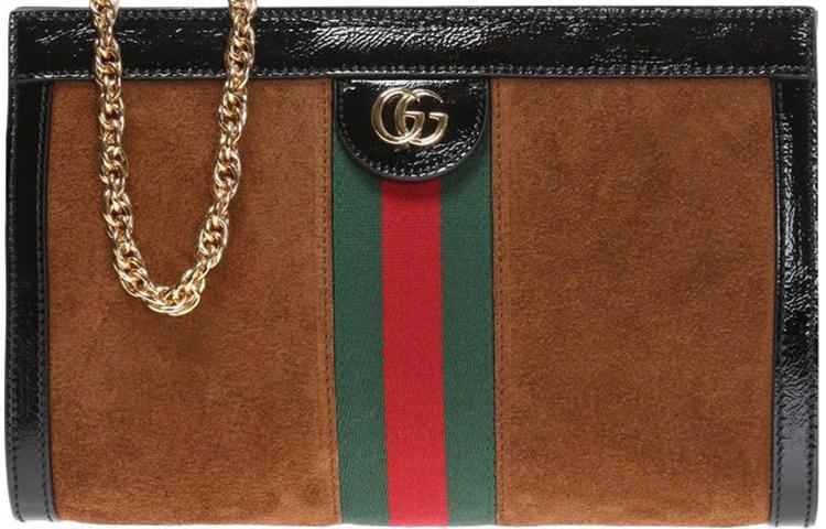 Gucci Gucci Ophidia Suede Shoulder Bag Crossbody Bag Small Size Women's Brown/Black