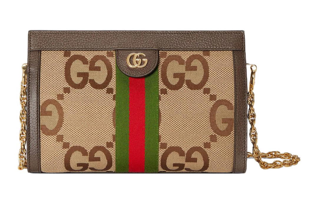 Gucci Gucci Ophidia Canvas With Leather Chain Shoulder Bag Crossbody Bag Envelope Bag Clutches Women's Beige Brown
