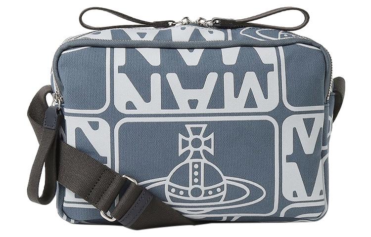 Vivienne Westwood Vivienne Westwood Cotton With Cow Leather Crossbody Bag Shoulder Bag Men's Blue