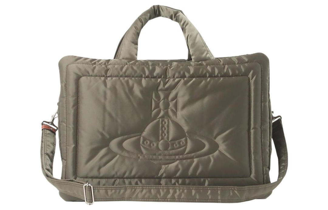 Vivienne Westwood Vivienne Westwood Polyester With Cow Leather Boston Bag Portable Crossbody Bag Shoulder Bag Large Size Women's Khaki