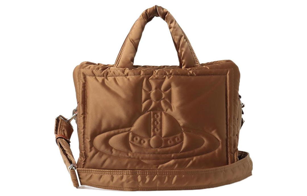 Vivienne Westwood Vivienne Westwood Polyester Cow Leather Boston Bag Portable Crossbody Bag Shoulder Bag Small Size Women's Dark Brown