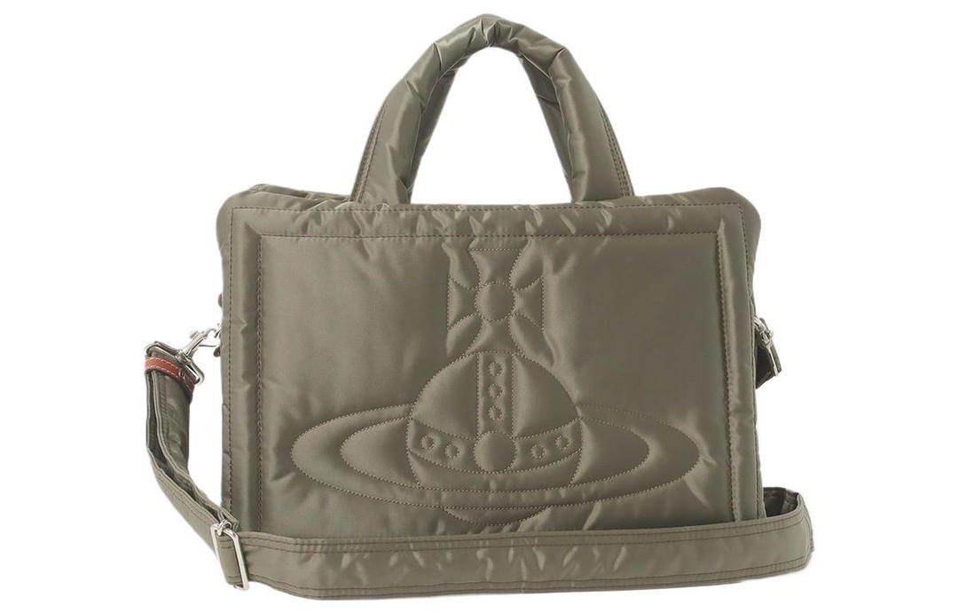 Vivienne Westwood Vivienne Westwood Polyester With Cow Leather Boston Bag Portable Crossbody Bag Shoulder Bag Small Size Women's Khaki