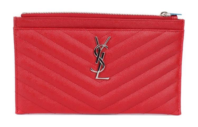 Saint Laurent Saint Laurent Monogram Cow Leather Wallets Clutches Women's Red