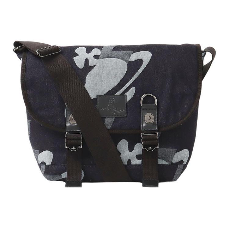 Vivienne Westwood Vivienne Westwood Cotton With Cow Leather Messenger Bag Shoulder Bag Crossbody Bag Regular Women's Dark Blue