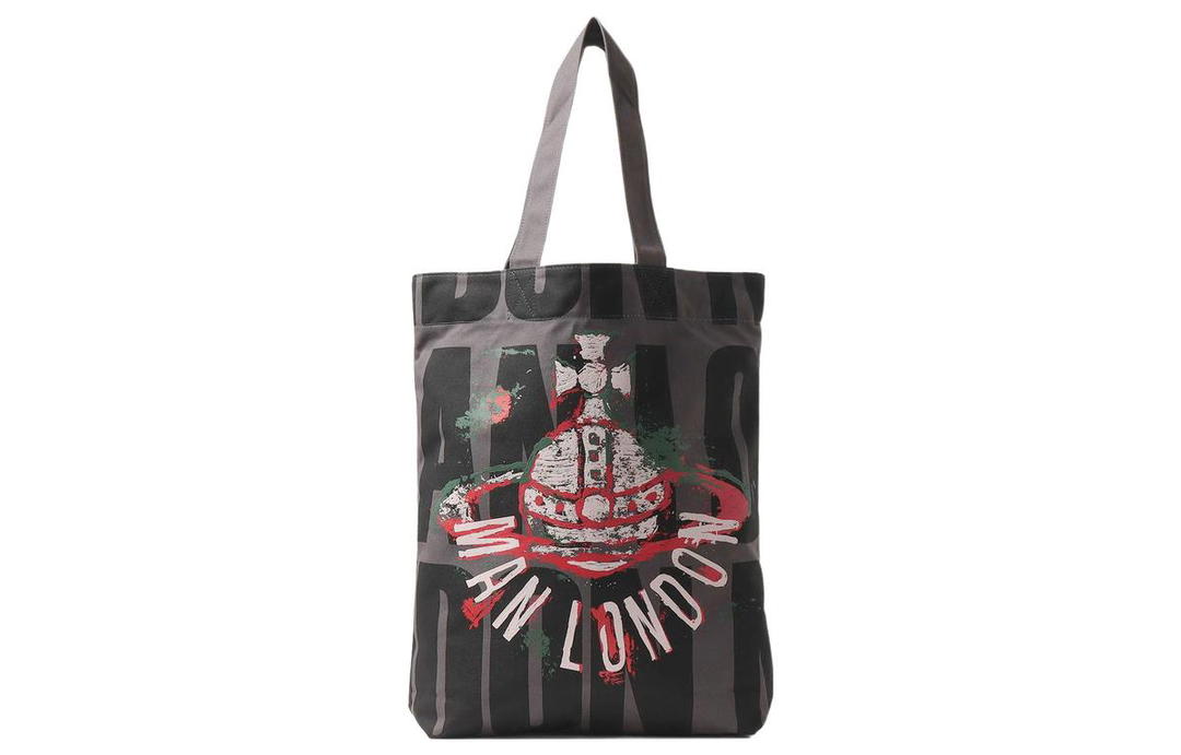 Vivienne Westwood Vivienne Westwood Cotton With Cow Leather Tote Bag Shopping Bag Shoulder Bag Handbag Men's Black