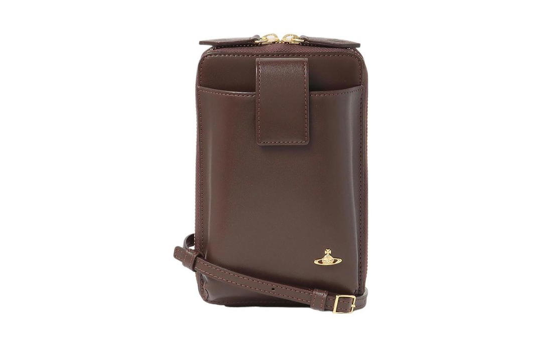 Vivienne Westwood Vivienne Westwood Cow Leather Shoulder Bag Crossbody Bag Wallet Women's Dark Brown