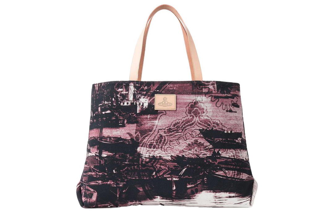 Vivienne Westwood Vivienne Westwood Cotton Cow Leather Tote Bag Shopping Bag Handbag Medium Size Women's Brown