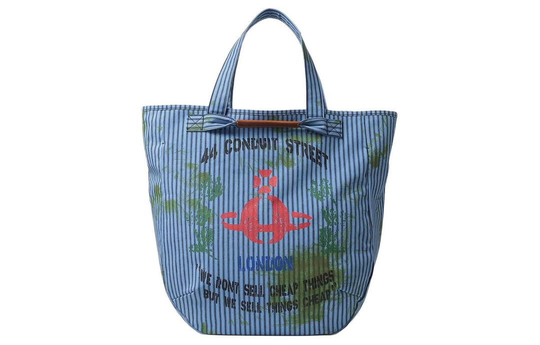 Vivienne Westwood Vivienne Westwood Cotton With Cow Leather Handbag Large Size Women's Blue