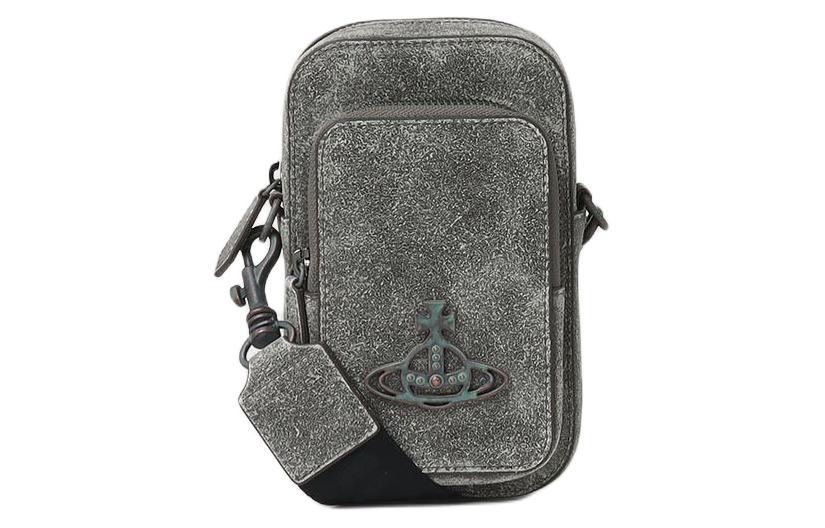 Vivienne Westwood Vivienne Westwood Cow Leather One Shoulder Crossbody Cell Phone Pouch Men's Gray
