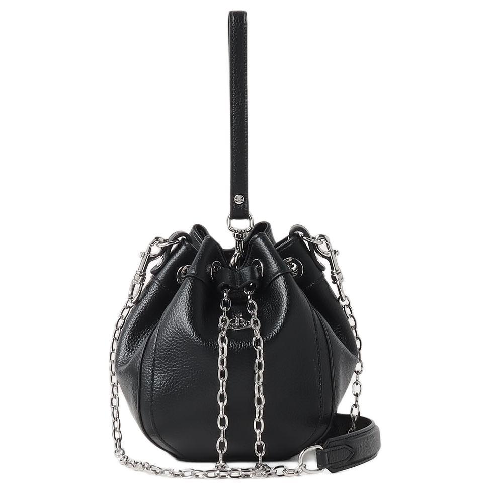 Vivienne Westwood Vivienne Westwood Synthetic Leather Bucket Bags Handbags Small Size Unisex Black