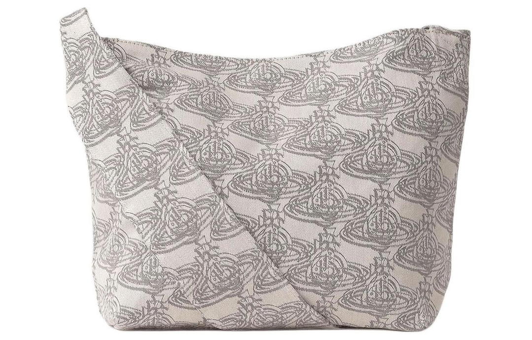 Vivienne Westwood Vivienne Westwood Cotton With Cow Leather Crossbody Bag Shoulder Bag Women's Gray White