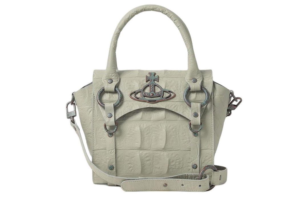 Vivienne Westwood Vivienne Westwood BETTY Embossed Cow Leather Shoulder Bag Crossbody Bag Handbag Small Size Women's Gray Green