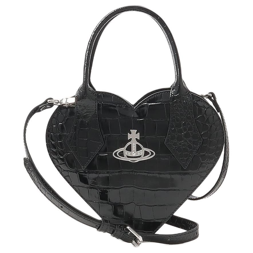 Vivienne Westwood Vivienne Westwood Cow Leather Heart-Shaped Bag Crossbody Handbag Shoulder Bag Women's Black
