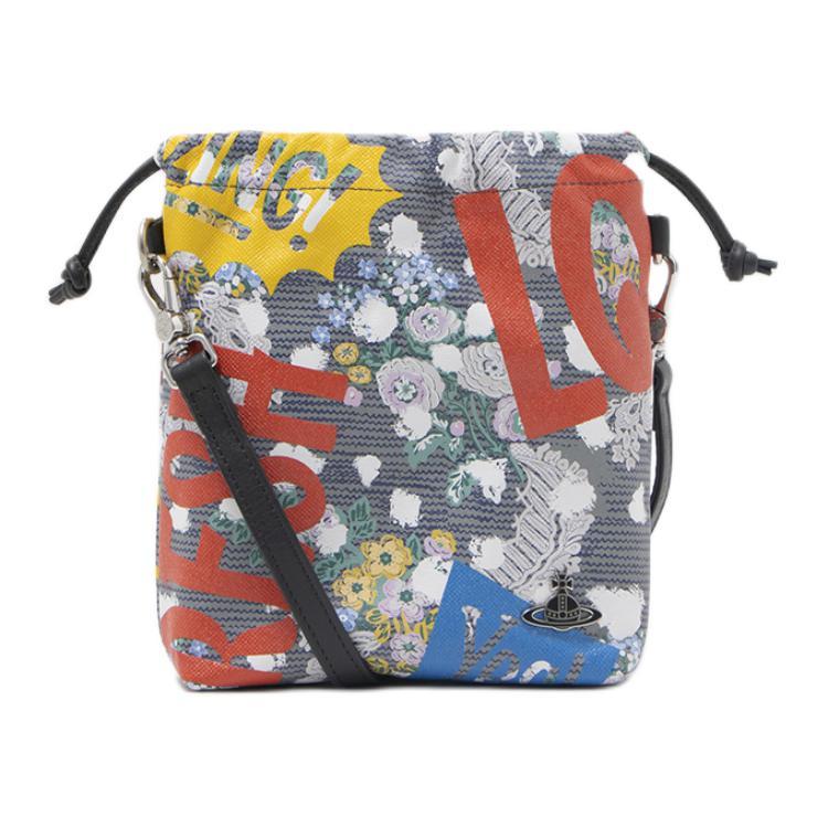 Vivienne Westwood Vivienne Westwood Cow Leather Crossbody Bag Shoulder Bag Regular Women's Blizzard Print Multicolor