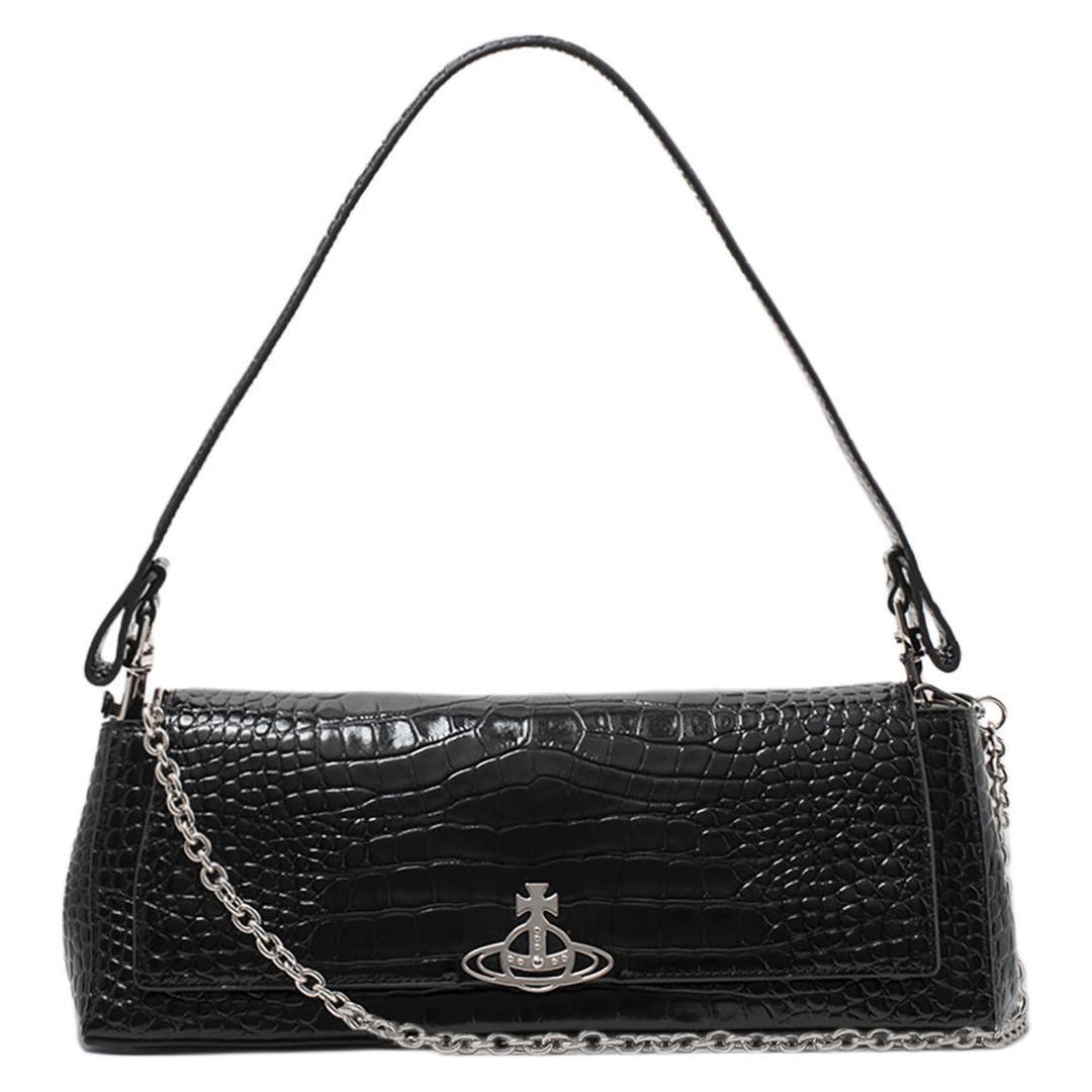 Vivienne Westwood Vivienne Westwood HAZEL Cow Leather One Shoulder Handbags Large Size Women's Black