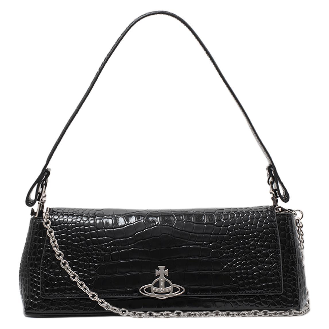 Vivienne Westwood Vivienne Westwood HAZEL Cow Leather One Shoulder Handbags Large Size Women's Black