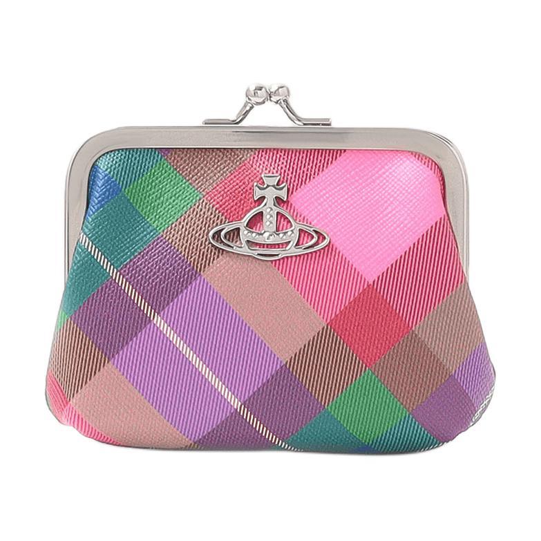 Vivienne Westwood Vivienne Westwood Saffiano Recycled Materials Coin Purse Women's Candy Plaid